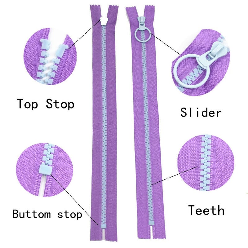 YaHoGa 10PCS 16 Inch (40CM) #5 Plastic Zippers with Lifting Ring Pull Close End Resin Zippers for DIY Sewing Craft Bags Garment (16" C/E) - Image 2